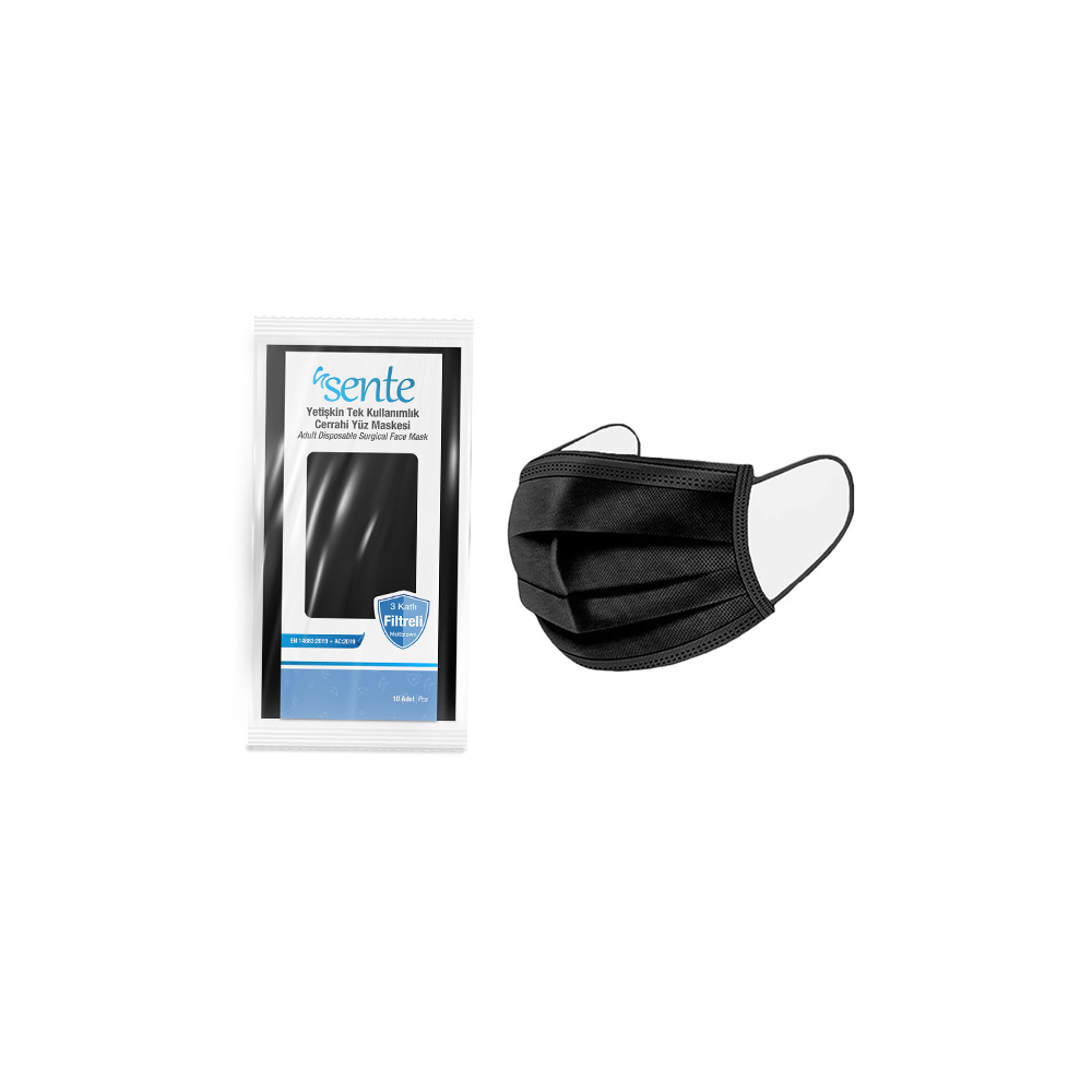 Maske Meltblown Filtre Siyah 10Lu